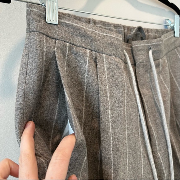 Suitsupply Wool Vitale Barberis Canonico Flannel Pinstriped Drawstring Pant Ames - Picture 7 of 16